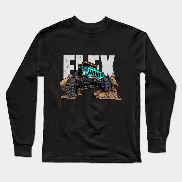 Jeep Flex Ocean Blue Long Sleeve T-Shirt by 4x4 Sketch